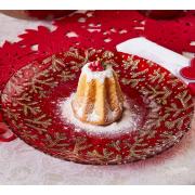 Piatto Natalizio per panettone colore rosso decori aghi di pino Regali per il Natale 2023