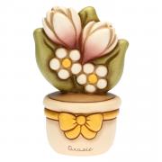 Vasetto Thun pianta con fiore di crocco e scritta Grazie 