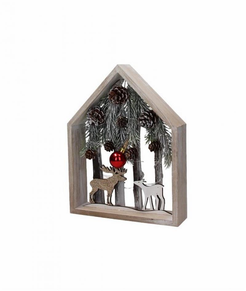 Addobbo Natalizio casetta legno con luci Andrea Fontebasso cm20x26 Regali per il Natale 2019