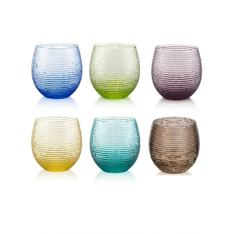 Bicchieri acqua vetro colorato IVV multicolor set colori assortiti Calici e Bicchieri