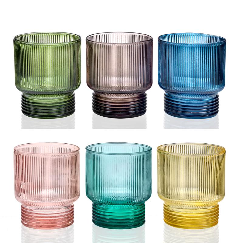 Bicchieri acqua vetro colorato IVV Todo Modo, set sei bicchieri da tavola colori assortiti e impilabili Calici e Bicchieri
