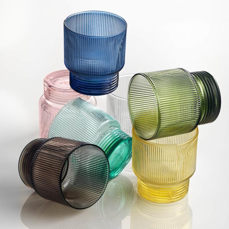 Bicchieri acqua vetro colorato IVV Todo Modo, set sei bicchieri da tavola  colori assortiti e impilabili