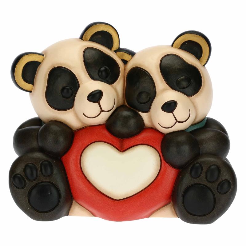 Coppia di Panda Thun Bandoo innamorati con cuore al centro 