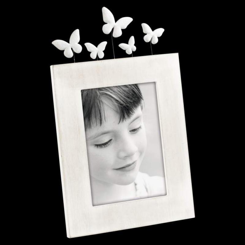 Cornice per foto da tavolo, portafoto legno Mascagni con farfalle tridimensionali sospese Cornici Portafoto in Legno