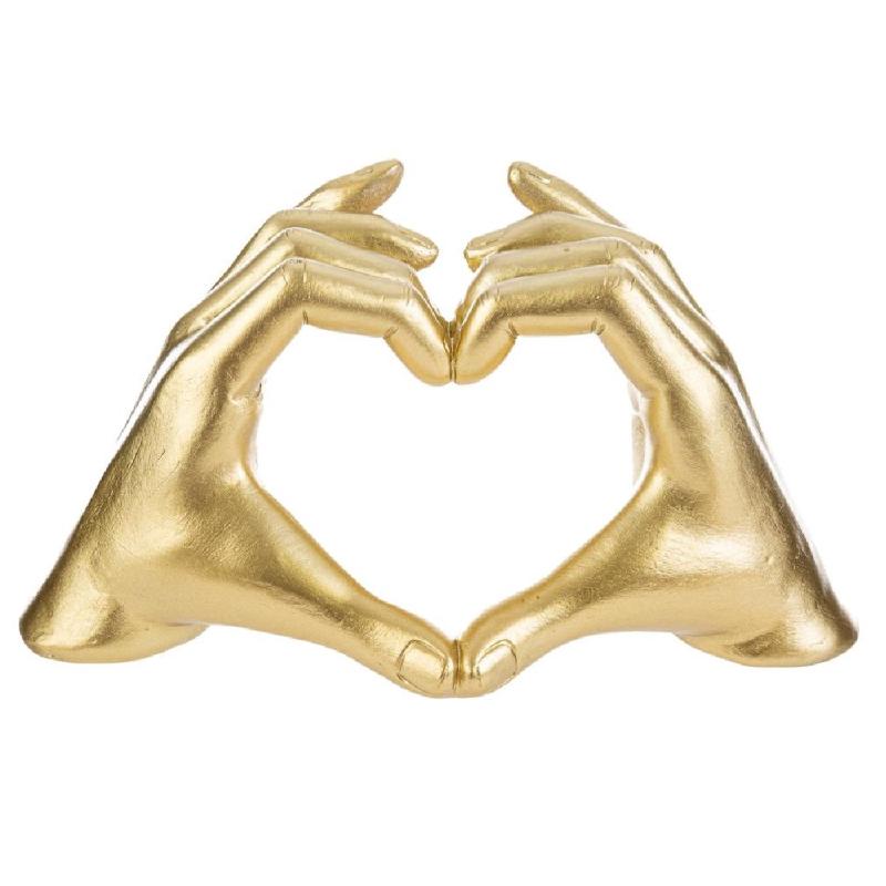 Mani a cuore grandi colore oro Statue e Soprammobili