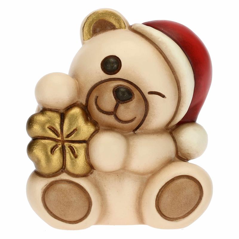 Mini animale natalizio Thun Teddy con quadrifoglio portafortuna Thun Natale Oggetti decorativi
