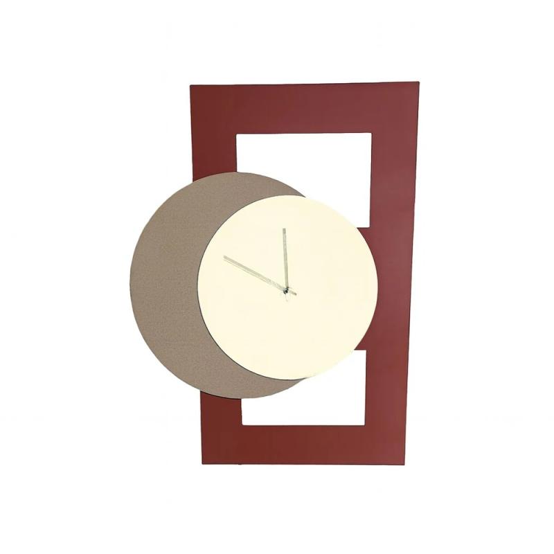 Orologio da parete rettangolare in metallo, design moderno colori bordo e beige Orologi da parete e Appoggio