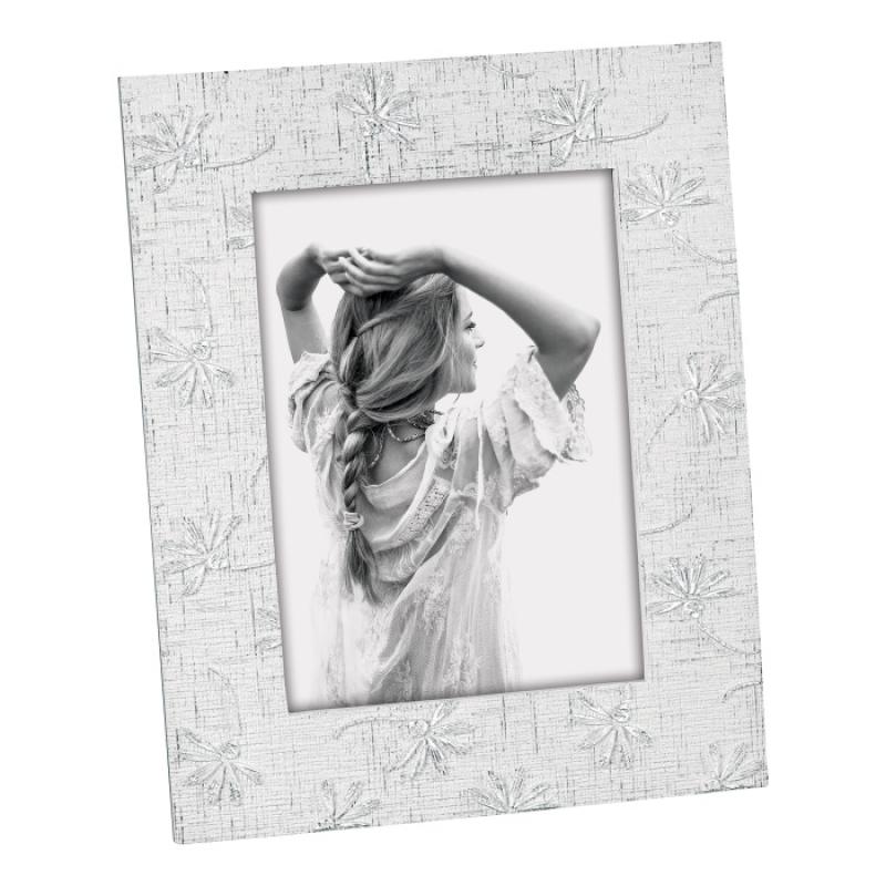 Portafoto da tavolo, cornice per foto cm 13x18 effetto tela bianca con fiori Cornici portafoto in altri materiali