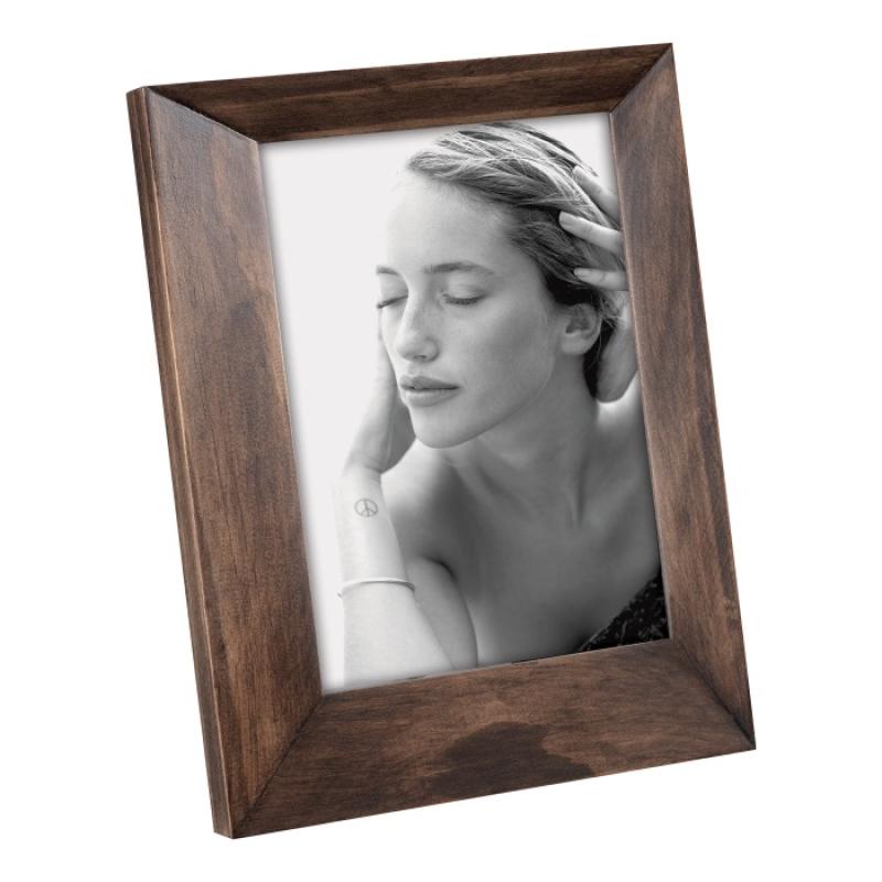 Portafoto in legno da design, portafotografie con cornice legno noce decentrata Cornici Portafoto in Legno