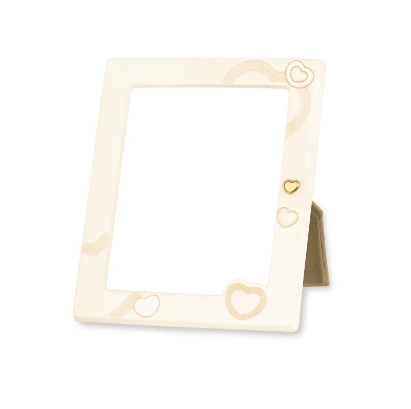 Portafoto Thun bianco maxi con cuori oro Cornici portafoto in altri materiali