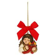 Addobbo natalizio Thun angelo piccolo con filo e fiocco rosso 