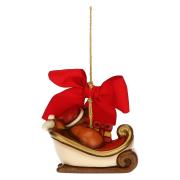 Addobbo natalizio Thun volpe Grace con slitta grande, filo e fiocco rosso 