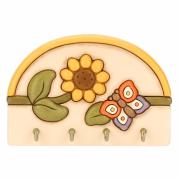 Appendichiavi Thun 4 ganci Country con girasole e farfalla Thun Creazioni ceramiche per casa