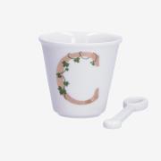 Bicchierino con lettera alfabeto 'C' e cucchiaino Tazzine Caffè Mug Tazze e Zuccheriere