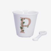 Bicchierino con lettera alfabeto 'P' e cucchiaino Tazzine Caffè Mug Tazze e Zuccheriere