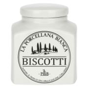 Biscottiera La porcellana Bianca serie conserva con testo Barattoli e Contenitori Cucina
