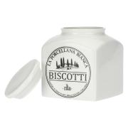 Biscottiera La porcellana Bianca serie conserva con testo Barattoli e Contenitori Cucina