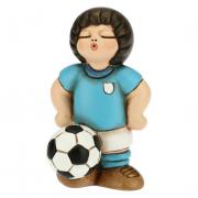 Calciatore Thun bimbo con pallone maglia bianca azzurra cm7 