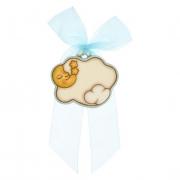 Coccarda nascita Thun nuvola con luna fiocco celeste cm11x9 