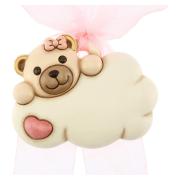 Coccarda nascita Thun, orsetto Teddy femminuccia su nuvola 