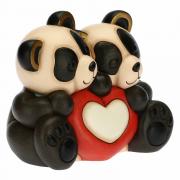 Coppia di Panda Thun Bandoo innamorati con cuore al centro 