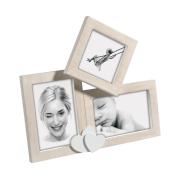 Cornice per foto collage con tre  portafotografie multiplo e coppia di cuori Cornici Portafoto in Legno