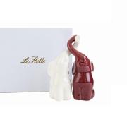 Elefanti in coppia bicolore bianco e bordo cm16 Statue e Soprammobili