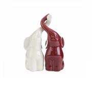Elefanti in coppia bicolore bianco e bordo cm16 Statue e Soprammobili