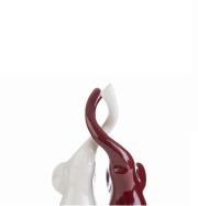 Elefanti in coppia bicolore bianco e bordo cm27 Statue e Soprammobili