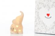 Elefantino statuetta ceramica bomboniera Cuorematto con led cm11 Bomboniere