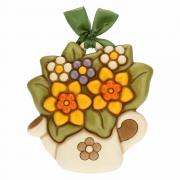 Formella Thun grande annafiatoio beige e fiori Thun Creazioni ceramiche per casa