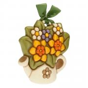 Formella Thun grande annafiatoio beige e fiori Thun Creazioni ceramiche per casa