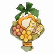 Formella Thun grande con mazzo di fiori cuore e farfalla 