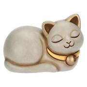 Gatto Thun grigio accovacciato con campanellino Thun Animali