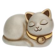 Gatto Thun grigio accovacciato con campanellino Thun Animali