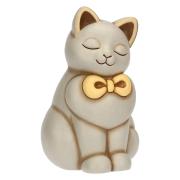 Gatto Thun grigio seduto con fiocco Thun Animali