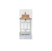 Lanterna da interno in legno bianco e naturale, stile shabby rettangolare h46 piccola Lampade da Tavolo e Lanterne