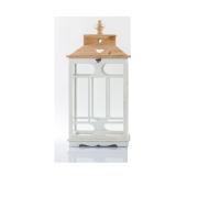 Lanterna da interno in legno bianco e naturale, stile shabby rettangolare h67 grande Lampade da Tavolo e Lanterne