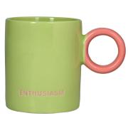 Mug in porcellana colore giallo con testo Enthusiasm Tisaniere con filtro e Mug