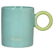 Mug in porcellana colore giallo con testo Peace Tisaniere con filtro e Mug