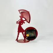 Orologio con ragazza e ombrello, design moderno bordeaux Orologi da parete e Appoggio
