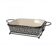 Pirofila da forno rettangolare Tognana cm 28x21 gourmet tuxedo con supporto metallo Pirofile Teglie e Sperlunghe a servire
