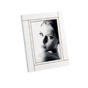 Portafoto in legno da tavolo, cornice per foto moderna cm 15x20 bianca con rigo oro Cornici Portafoto in Legno