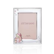Portafoto in MiroArgento Ottaviani, cornice per foto da bambina cm13x18 con orsetta Cornici Portafoto in Argento e MiroSilverÂ®