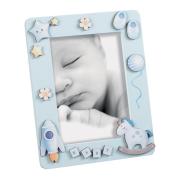 Portafoto per bambino con icone, cornice per foto in legno celeste cm 13x18 Per il tuo Bimbo