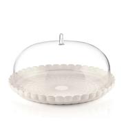 Portatorta Guzzini bianca, linea Tiffany con campana trasparente grande Portadolci e Alzate 
