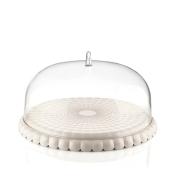 Portatorta Guzzini bianca, linea Tiffany con campana trasparente piccola Portadolci e Alzate 