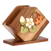 Portatovaglioli THUN in Legno con Coccinella e Fiore - Country Bloom Portatovaglioli di carta e scottex