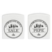 Sale e Pepe Deco La porcellana Bianca Testo Olio e Aceto e Formaggiere