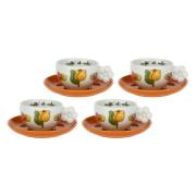 Set 4 tazzine Thun Happy Country arancio Tazzine CaffÃ¨ Mug Tazze e Zuccheriere